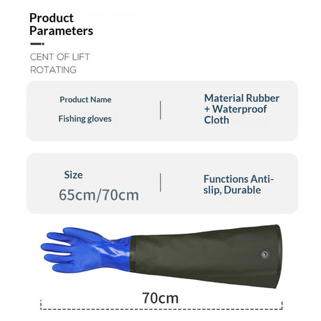 Aquatic, seafood, fishing gloves, dishwashing, car washing, extended anti slip, wear-resistant, waterproof, acid alkali resistant, and cutting protective gloves（blue）