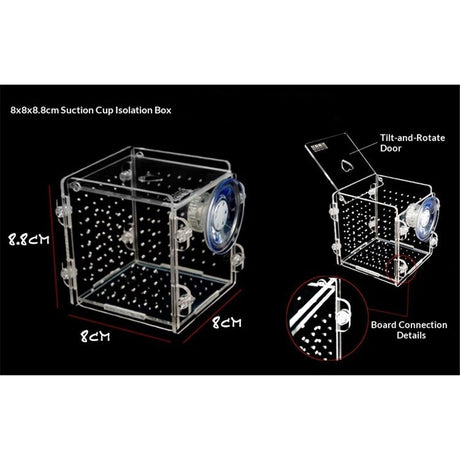 Acrylic Fish breeding Box, Acrylic Fish Isolation Box, Fish Separator for Aquarium, Hatchery Incubator with Suction Cups for Small Baby Fishes Shrimp Clownfish Guppy