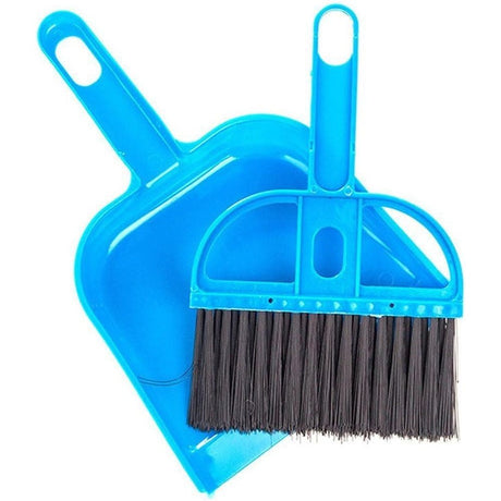 2pcs Pet Cage Broom Brush Dustpan Set - Small Cat Litter Sweeper for Pet Cage Clean and Car Keyboard Brush (Blue)
