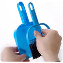 2pcs Pet Cage Broom Brush Dustpan Set - Small Cat Litter Sweeper for Pet Cage Clean and Car Keyboard Brush (Blue)
