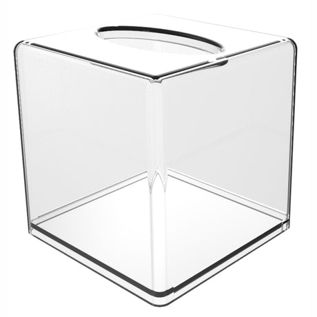 Tissue Box Holder & Cover Multi-Use Dryer Sheet & Mask Case Organizer for Bathroom, Car, Office, Table - Clear Square（14X14X14cm）