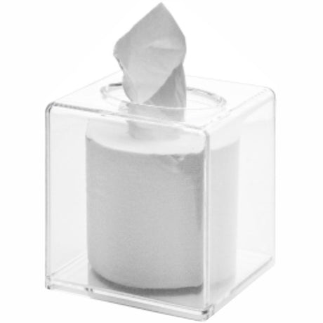 Tissue Box Holder & Cover Multi-Use Dryer Sheet & Mask Case Organizer for Bathroom, Car, Office, Table - Clear Square（14X14X14cm）