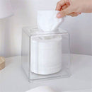 Tissue Box Holder & Cover Multi-Use Dryer Sheet & Mask Case Organizer for Bathroom, Car, Office, Table - Clear Square（14X14X14cm）