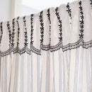 Black and white striped lace curtain head door curtain, kitchen small curtain, translucent blocking curtain Width 135 * Height 60cm [excluding pole]