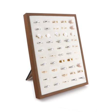 Ring Display Stand - 50 Slots Shaped  Jewelry Tray Ring Board Earrings Organizer , jewelry storage Black walnut wood color（Only includes display racks）