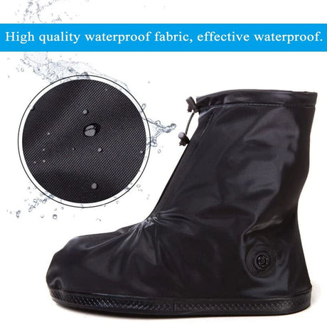 Cycling middle tube rainproof shoe cover, outdoor thick high tube waterproof rain boots shoe cover, suitable for rainy days, men's and women's anti slip and wear-resistant(Black, M)