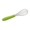 Stainless steel manual egg beater with silicone handle, egg white and cream whisk, household and commercial baking tools, mixer（Green P-handle egg beater 10 inches）