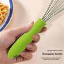 Stainless steel manual egg beater with silicone handle, egg white and cream whisk, household and commercial baking tools, mixer（Green P-handle egg beater 10 inches）