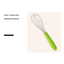 Stainless steel manual egg beater with silicone handle, egg white and cream whisk, household and commercial baking tools, mixer（Green P-handle egg beater 10 inches）