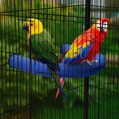U Shape Parrot Perch Stand Toy Bird Platform Sand Paw Grinding Clean Stick Exercise Conure Budgie Cockatiel Cage Accessories (Blue) small