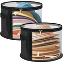 2PCS Extra Large Clear Hat Organizer for Travel and Wardrobe, Holds up to 7 Hats, Round Hat Box Storage for Women & Men,Large Capacity Cowboy Hat Organizer(Black)