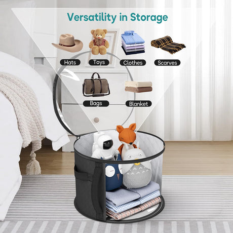 2PCS Extra Large Clear Hat Organizer for Travel and Wardrobe, Holds up to 7 Hats, Round Hat Box Storage for Women & Men,Large Capacity Cowboy Hat Organizer(Black)