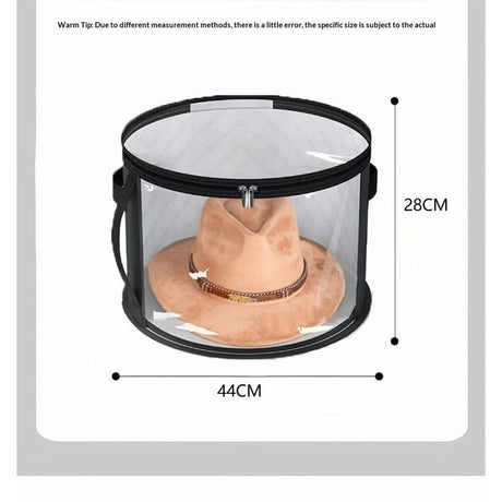 2PCS Extra Large Clear Hat Organizer for Travel and Wardrobe, Holds up to 7 Hats, Round Hat Box Storage for Women & Men,Large Capacity Cowboy Hat Organizer(Black)