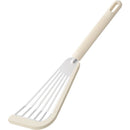 Beige Fish Spatula Turner,Silicone Edge Slotted Fish Spatulas for Kitchen,Flexible and Thin Stainless Steel Nonstick Cooking for Pancake