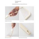 Beige Fish Spatula Turner,Silicone Edge Slotted Fish Spatulas for Kitchen,Flexible and Thin Stainless Steel Nonstick Cooking for Pancake