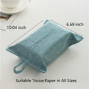 2pcs Toilet Paper Holder Reusable Tissue Holder Travel Tissue Holder Wall Hanging Tissue Box Cover Toilet Paper Storage Rectangle Napkin Holder Cloth Tissue Box for Car Office Desk, BLue