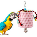 Bird chewing toys, parrot beak grinding calcium stones, with bells, birdcage accessories, parrot cub, hamster, Totoro cage toys（Pink）