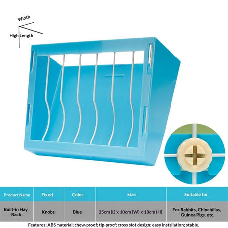 Rabbit Hay Feeder Rack Food Feeding Manger Bunny Grass Holder Small Animals Less Wasted Food Dispenser for Rabbits Guinea Pig Chinchilla Hamster (Blue)