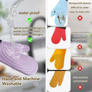 A pair of Silicone Oven Mitts- Extended Oven Mitts Heat Resistant , Oven Gloves with Soft Liner Good  to Clean Flexible-Oven Mits Set for Cooking Baking Grilling BBQ（Flat threaded gloves purple）