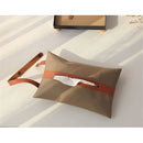 Tissues Box PU Leather Facial Paper Storage Case Rectangular Organizer Holder Decor with Hanging Strip for Kitchen Restaurant Countertops Bedroom Dressers Night Stands Desks (camel)