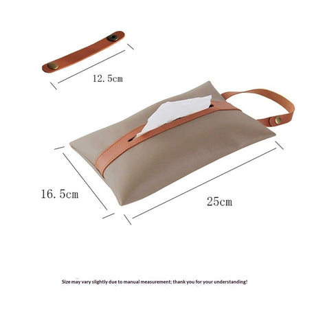 Tissues Box PU Leather Facial Paper Storage Case Rectangular Organizer Holder Decor with Hanging Strip for Kitchen Restaurant Countertops Bedroom Dressers Night Stands Desks (camel)
