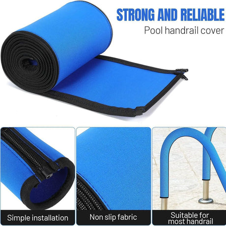 Pool Handrail Cover – Padded Zipper Sleeve for Inground & Above Ground Rails, Heat Reduction, Non-Slip Comfort Grip, 8FT, 2-Pack