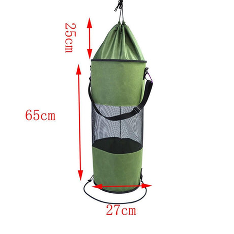 Boat Trash Bag - Heavy-Duty  Mesh Oxford Fabric with Bottom Zipper and Top Rubber Closure - Leakproof and Washable for Boats, Kayaks, Campers, RVs, and More（olive drab）