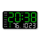 Large Digital Wall Clock, Led Alarm Clock with Big Digits, Date, Temperature, DST, Modern Decor Design for Desk,Brightness for Room, Bedroom, Gift, Yougster and Elderly(White shell green light)