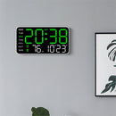 Large Digital Wall Clock, Led Alarm Clock with Big Digits, Date, Temperature, DST, Modern Decor Design for Desk,Brightness for Room, Bedroom, Gift, Yougster and Elderly(White shell green light)