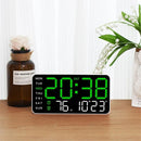 Large Digital Wall Clock, Led Alarm Clock with Big Digits, Date, Temperature, DST, Modern Decor Design for Desk,Brightness for Room, Bedroom, Gift, Yougster and Elderly(White shell green light)