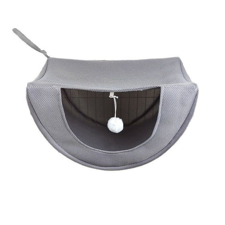 Cat cage hammock with ball, adjustable soft pet bed set for hanging, suitable for cats, ferrets, puppies, rabbits or small pets, indoor pets, suitable for all seasons（grey S）