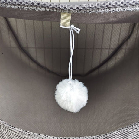 Cat cage hammock with ball, adjustable soft pet bed set for hanging, suitable for cats, ferrets, puppies, rabbits or small pets, indoor pets, suitable for all seasons（grey S）