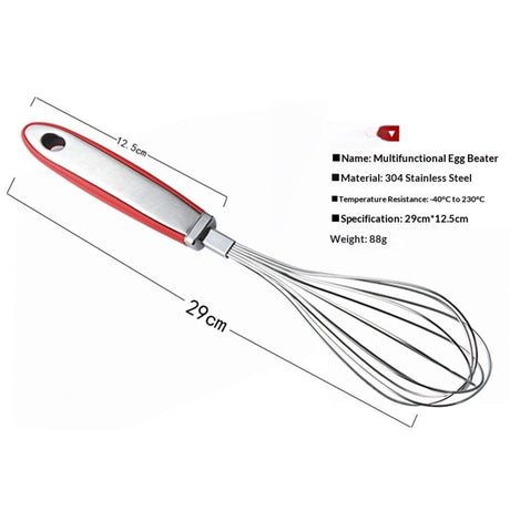 High quality handheld mixer with rubber anti slip handle and 304 stainless steel manual 12 inch egg beater baking tool
