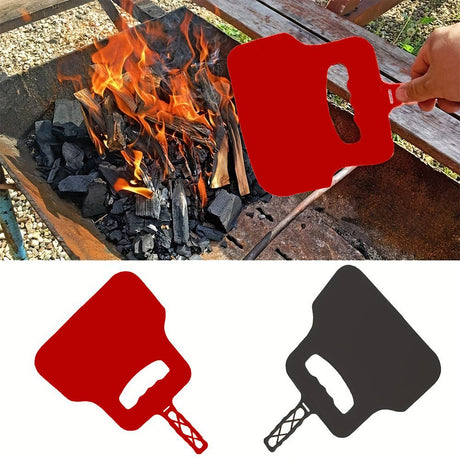 Barbecue Hand Fan - Manual Grill Hand Fan - Plastic Supporting Tool for Flame - Fan Hand for BBQ, Camping, Picnic, Outdoor Cooking, 2 Pcs（Black+Red）