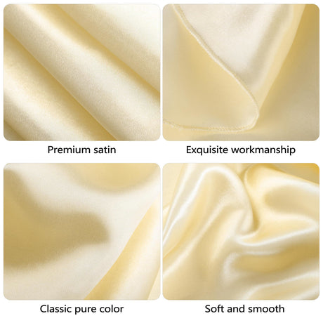 120cm Round Satin TableclothsOverlay Round Satin Table Cover Bright Silk Smooth Fabric Tablecloth for Wedding Banquet Tables Decoration（champagne）