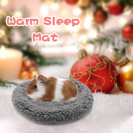 Warm Guinea Pig Bed,  Outer Inner Diameter Hamster Beds with Plush, Machine Washable Small Pet Hideout, Cozy Carrier Cage Accessories for Small Dwarf Rabbits Hedgehog Squirrel Ferret（grey）