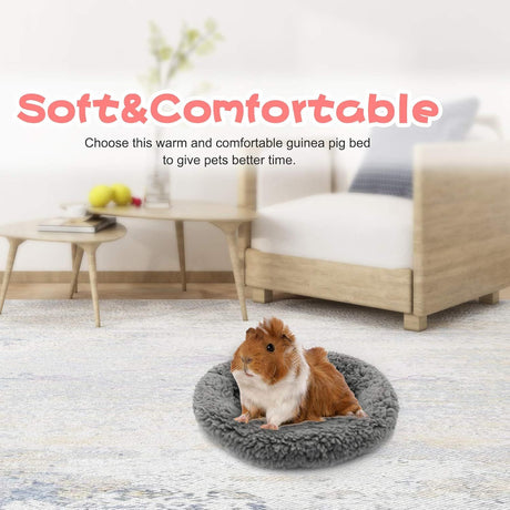 Warm Guinea Pig Bed,  Outer Inner Diameter Hamster Beds with Plush, Machine Washable Small Pet Hideout, Cozy Carrier Cage Accessories for Small Dwarf Rabbits Hedgehog Squirrel Ferret（grey）