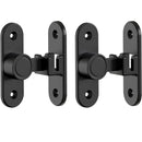 Barn Door Locks, 90/180 Degree Right Angle Flip Gate Latch Fit for Bedroom, Garden, Cabinet - Sturdy and Secure Sliding Barn Door Lock (Black-2 Pcs)