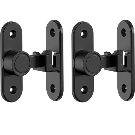 Barn Door Locks, 90/180 Degree Right Angle Flip Gate Latch Fit for Bedroom, Garden, Cabinet - Sturdy and Secure Sliding Barn Door Lock (Black-2 Pcs)