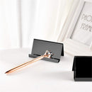 2pcs Business Card Holder, Reflective  Stainless Steel Desktop Name Cards Display Stand for Office Desk, Black