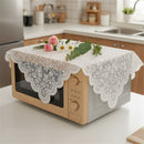 2pcs Small Square Tablecloth Elegant White Lace Jacquard Square Tablecloths Table Topper Decoration Cover for Home Dresser Scarf and Table Centerpiece 60*60cm