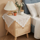 2pcs Small Square Tablecloth Elegant White Lace Jacquard Square Tablecloths Table Topper Decoration Cover for Home Dresser Scarf and Table Centerpiece 60*60cm