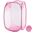 2pcs Portable Mesh Pop Up Laundry Hamper Pink Vertical Collapsible Laundry Basket With Strong Handles for Easy Storage, Suitable for Bedroom, College Dorms, Travel, 30*30*46cm