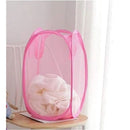 2pcs Portable Mesh Pop Up Laundry Hamper Pink Vertical Collapsible Laundry Basket With Strong Handles for Easy Storage, Suitable for Bedroom, College Dorms, Travel, 30*30*46cm