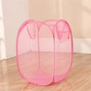 2pcs Portable Mesh Pop Up Laundry Hamper Pink Vertical Collapsible Laundry Basket With Strong Handles for Easy Storage, Suitable for Bedroom, College Dorms, Travel, 30*30*46cm