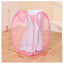 2pcs Portable Mesh Pop Up Laundry Hamper Pink Vertical Collapsible Laundry Basket With Strong Handles for Easy Storage, Suitable for Bedroom, College Dorms, Travel, 30*30*46cm