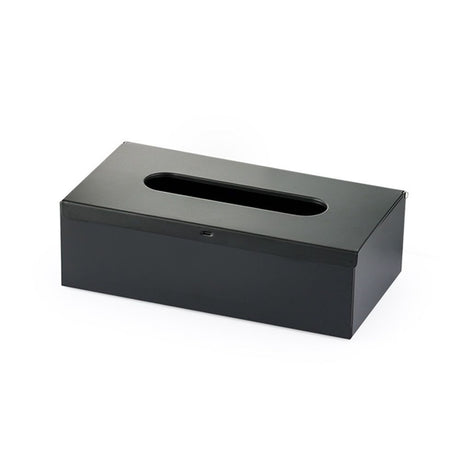 Tissue Box Cover, Rectangular Facial Tissue Holder with Bottom, Decorative Storage Organizer Box for Bathroom Vanity, Countertops, Dressers, Night Stand, Parlors and Offices - Black