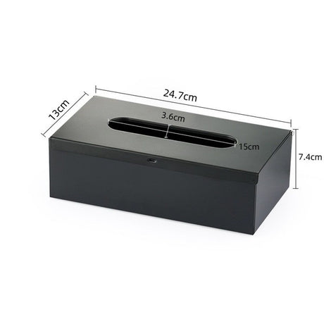 Tissue Box Cover, Rectangular Facial Tissue Holder with Bottom, Decorative Storage Organizer Box for Bathroom Vanity, Countertops, Dressers, Night Stand, Parlors and Offices - Black