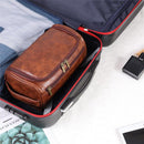 Toiletry Bag for Men, Hanging Travel Shaving Dopp Kit for Men and Women, Water-resistant Toiletries Organizer Bags, PU Leather Cosmetic Bags for Makeup Accessories (Light Brown)