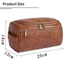 Toiletry Bag for Men, Hanging Travel Shaving Dopp Kit for Men and Women, Water-resistant Toiletries Organizer Bags, PU Leather Cosmetic Bags for Makeup Accessories (Light Brown)